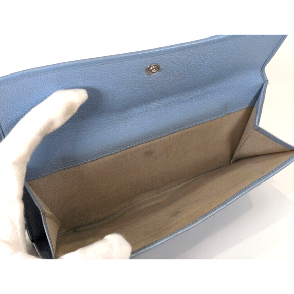 Authentic CHANEL Camellia Wallet Calfskin Wallet Light Blue - Picture 8 of 9